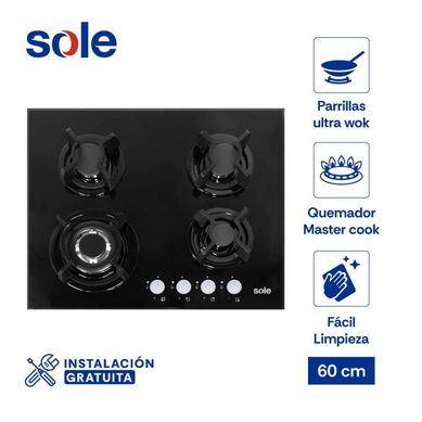 Encimera Empotrable Elctrica 4 Hornillas Sole SOLCO034 Negro