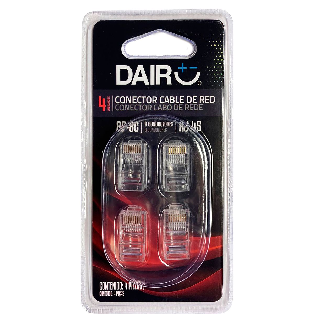 DAIRU - Conectores Cable de Red RJ45 4 Piezas Dairu