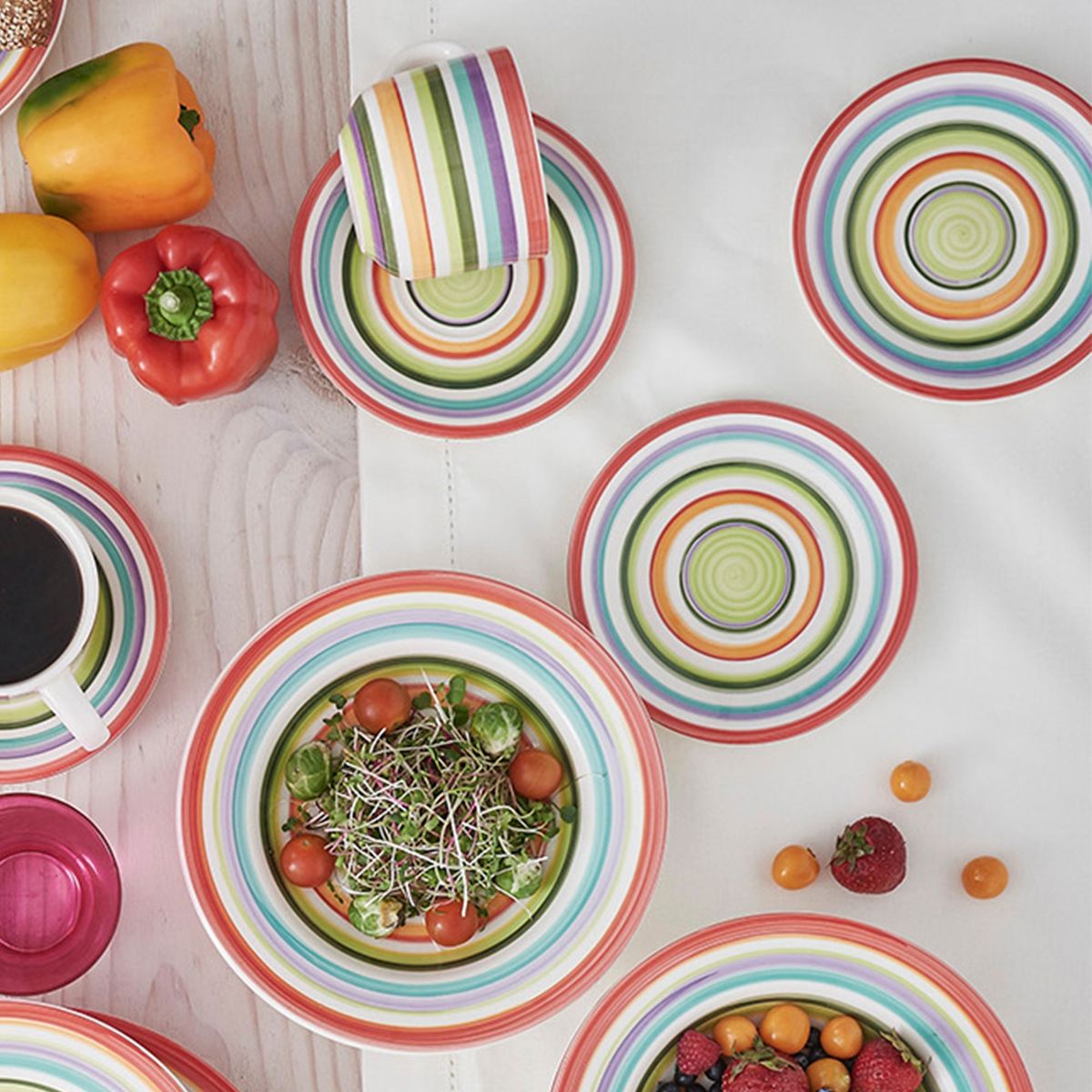JUST HOME COLLECTION - Set de vajilla Rayas Uchi 20 piezas