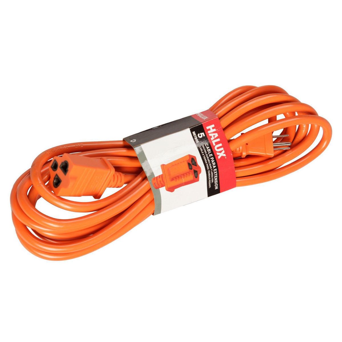 HALUX - Extensión eléctrica 5 Metros 1 Toma Naranja
