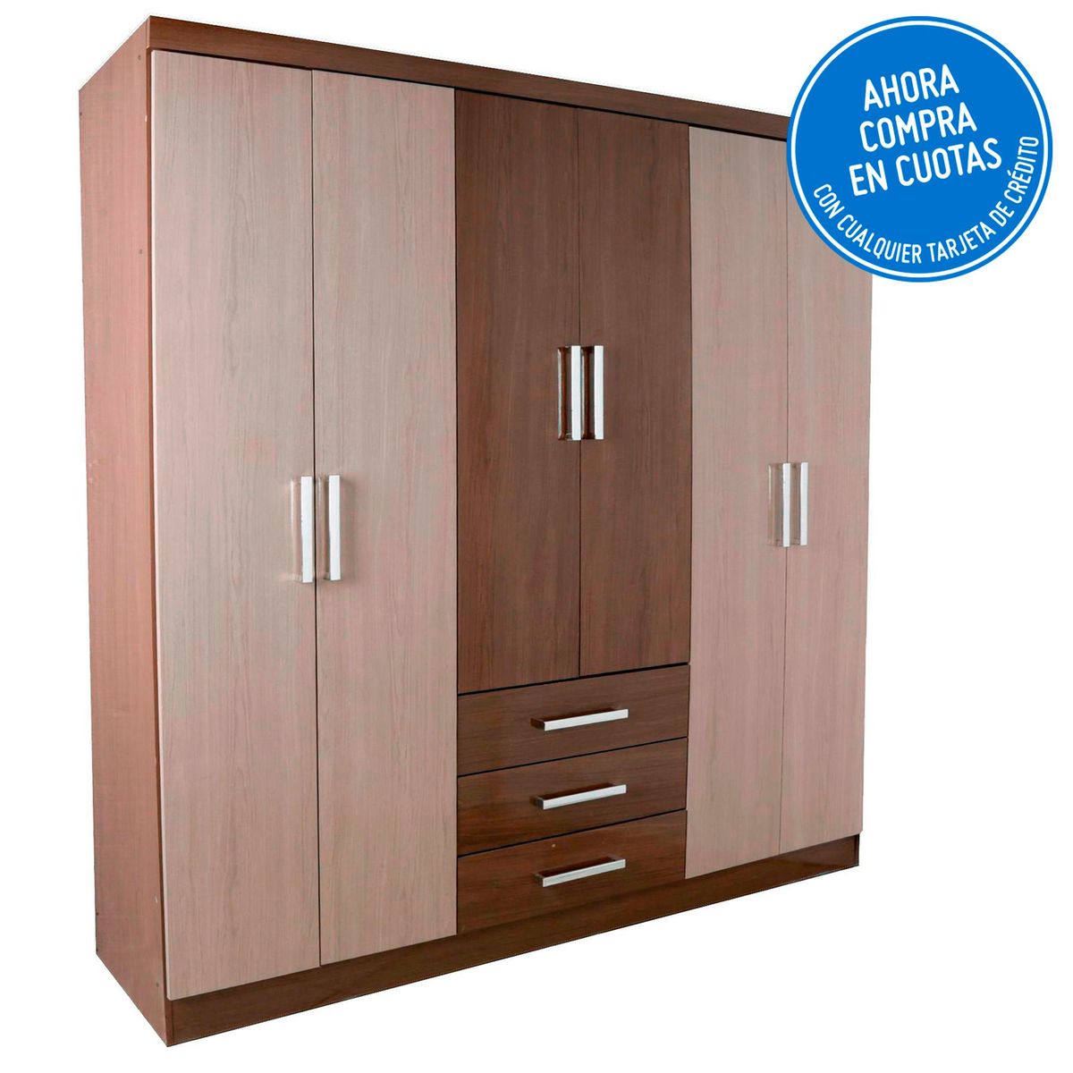 JUST HOME COLLECTION - Ropero 6 puertas 3 cajones Moca