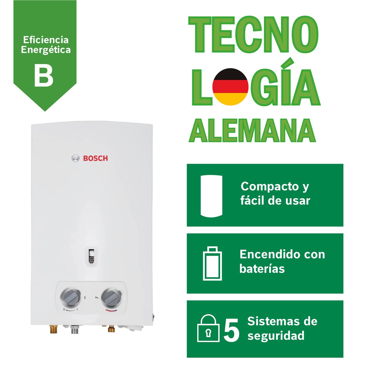 BOSCH - Terma a Gas Bosch GLP 10L + Kit de Instalación
