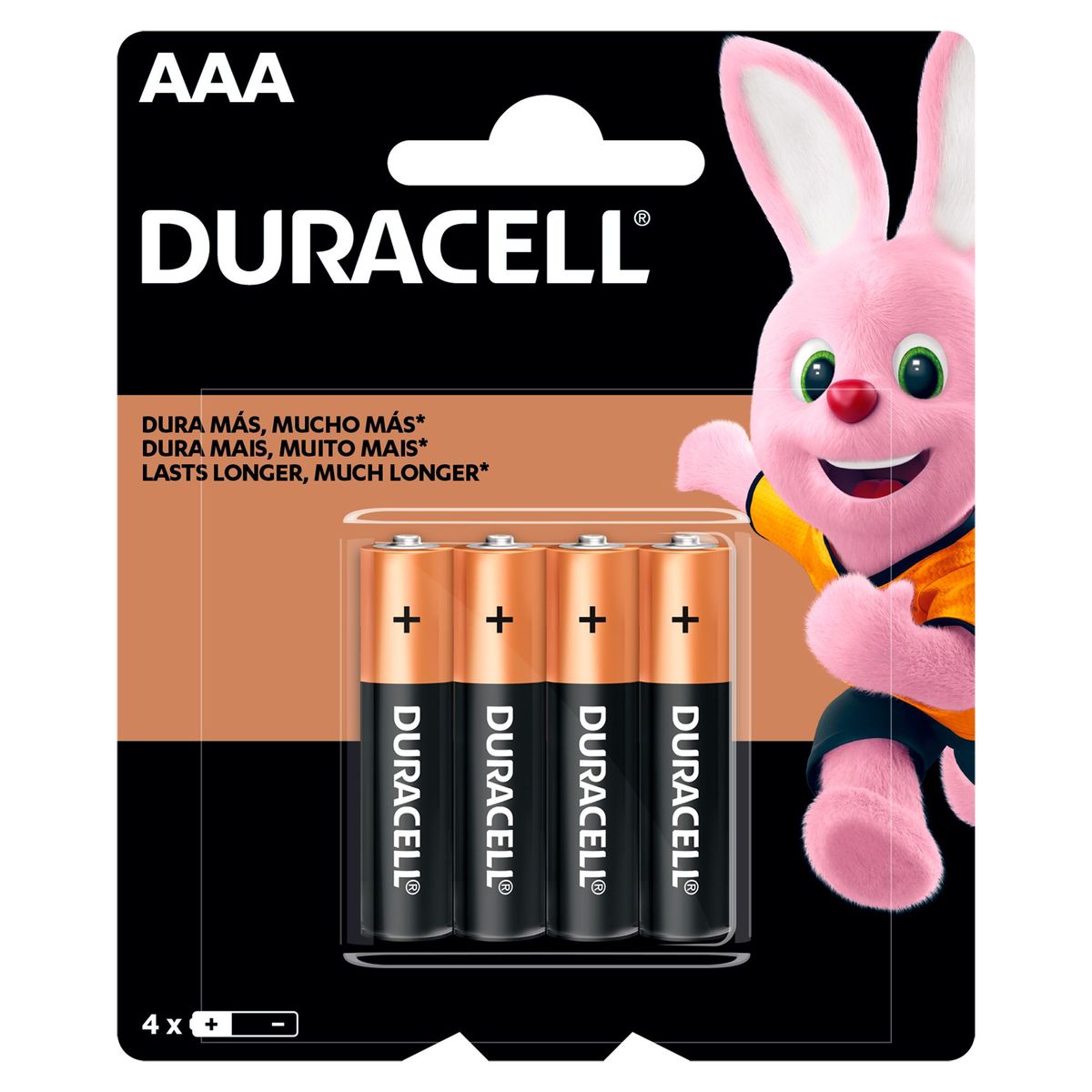 DURACELL - Pack de 4 pilas alcalinas AAA 1.5V Duracell