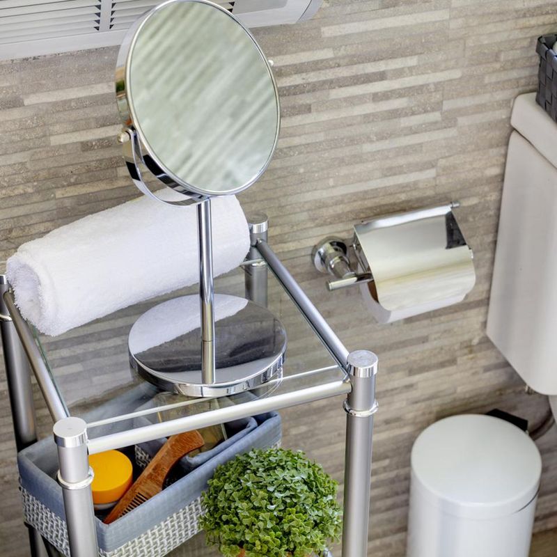 JUST HOME COLLECTION - Espejo Cosmético Giratorio Metal Cromado 17cm
