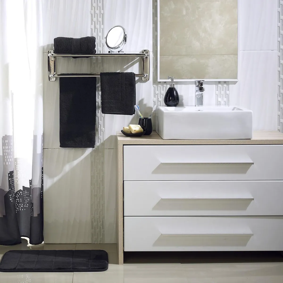 JUST HOME COLLECTION - Espejo Cosmético Giratorio Metal Cromado 15cm