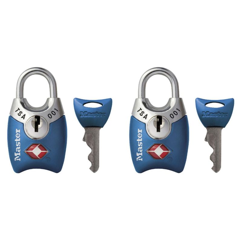 MASTER LOCK - Candado para Maleta con Llave TSA 4689T Masterlock x 2 unid