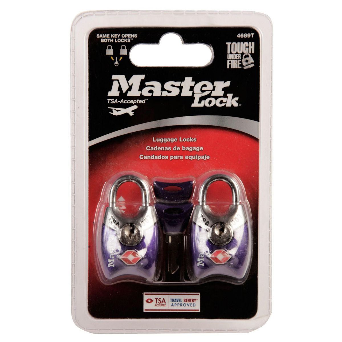 MASTERLOCK - Candado para Maleta con Llave TSA 4689T Masterlock x 2 unid