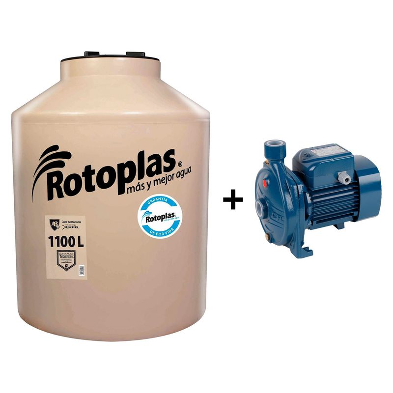  - Combo Tanque de Agua 1100 L + Bomba Centrífuga 1 HP