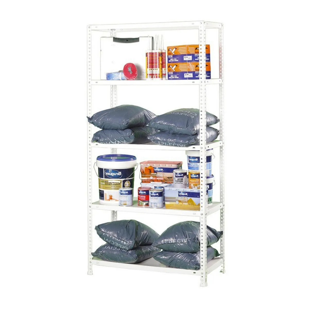 FIXSER - Estante Metal 5 Niveles 180x90x30cm Blanco 350kg