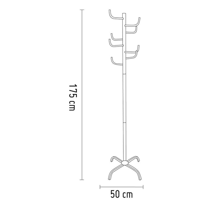 Attaccapiedi Da Terra Con 8 Ganci - Perchiero In Metallo Nero, Altezza 172 Cm, Larghezza 48 Cm