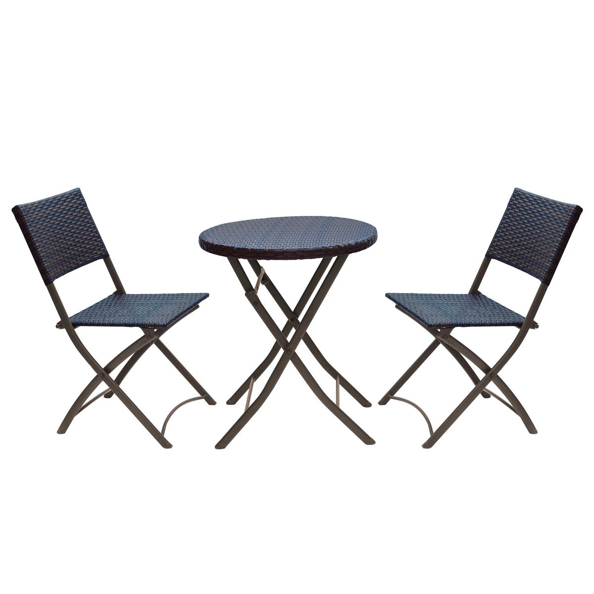 JUST HOME COLLECTION - Juego de Balcón Plegable 2 personas Ratán Marrón