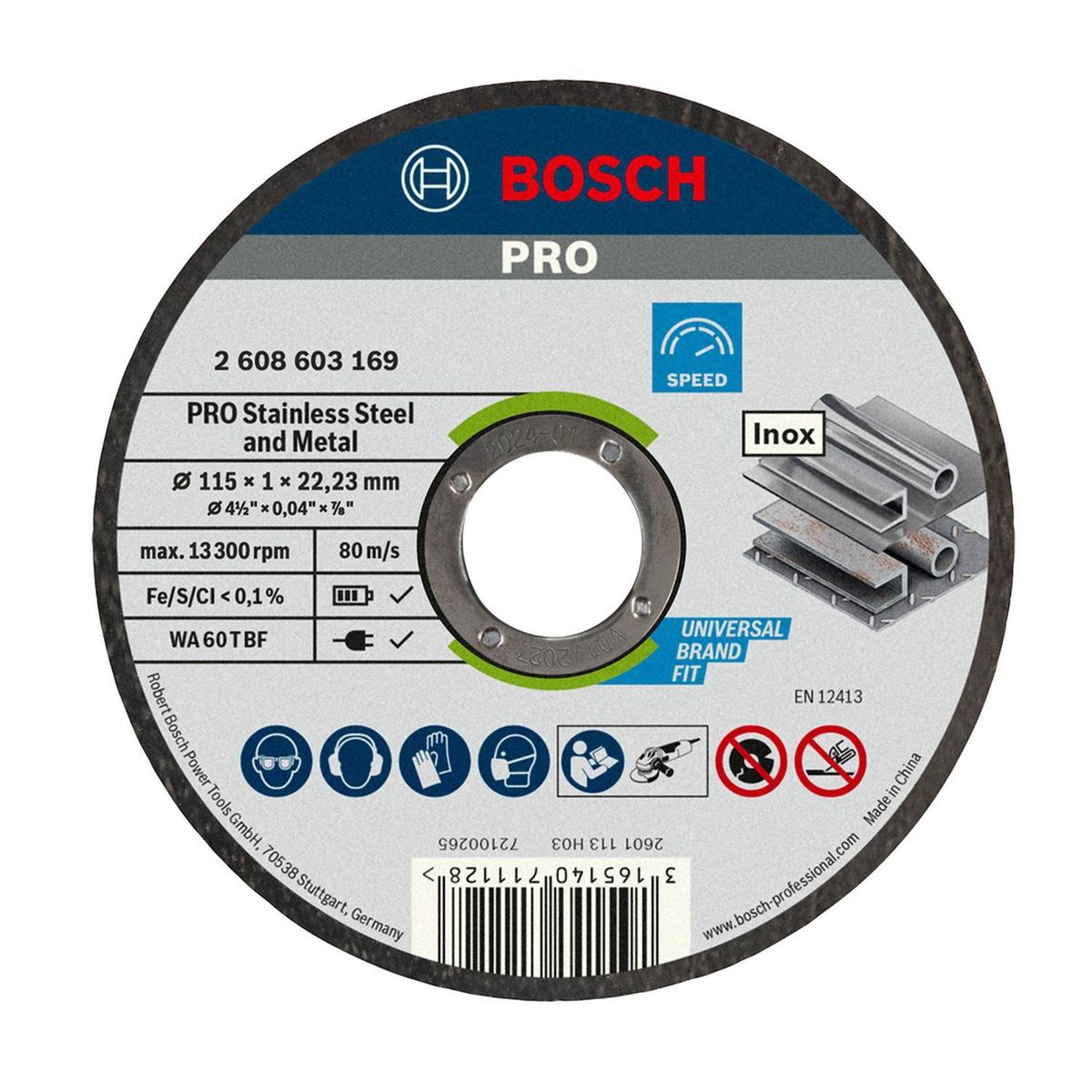 BOSCH - Set de 10 Discos de Corte Standard for Inox 115x1.0mm Bosch