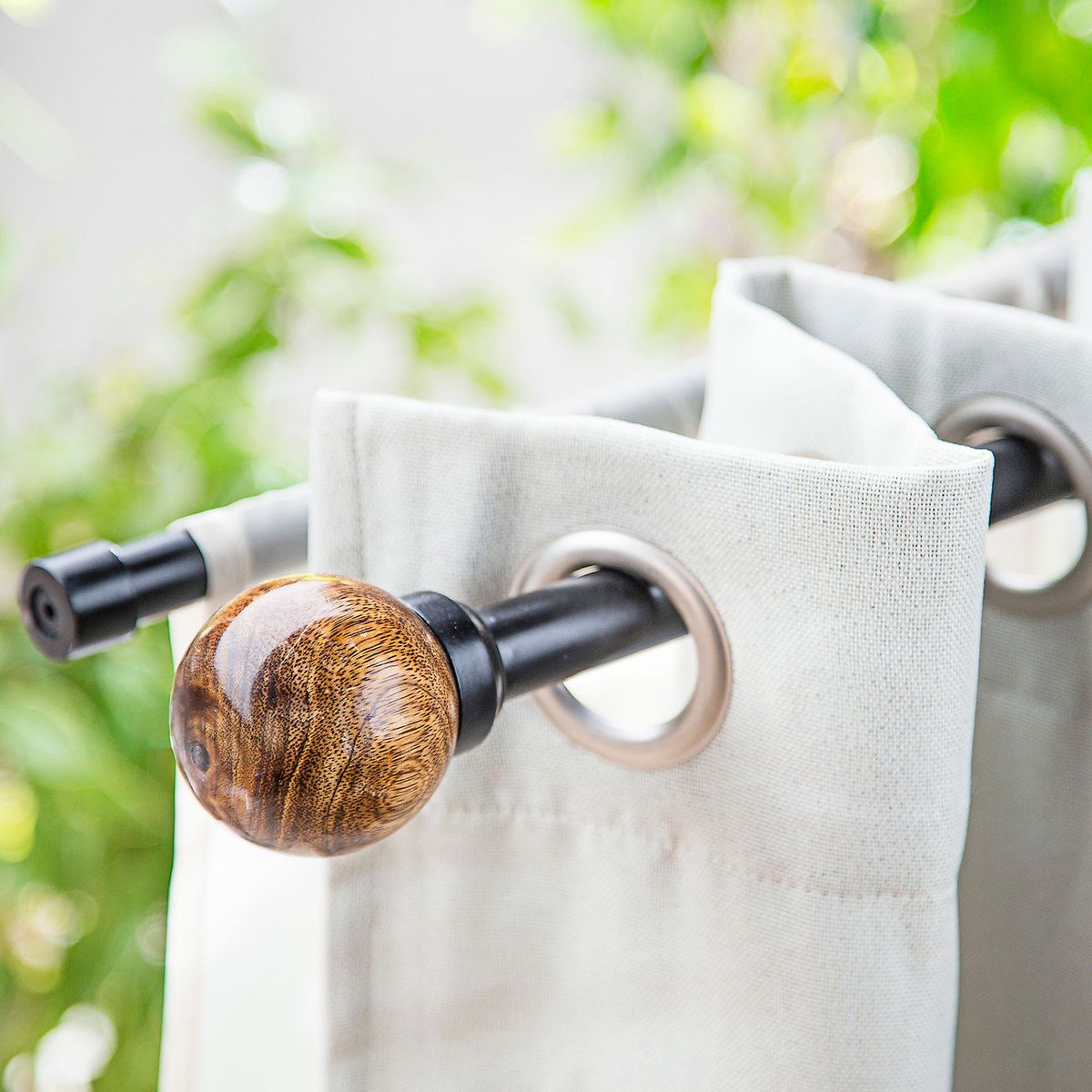 JUST HOME COLLECTION - Set Barra Extensible 25/22mm Bola Madera