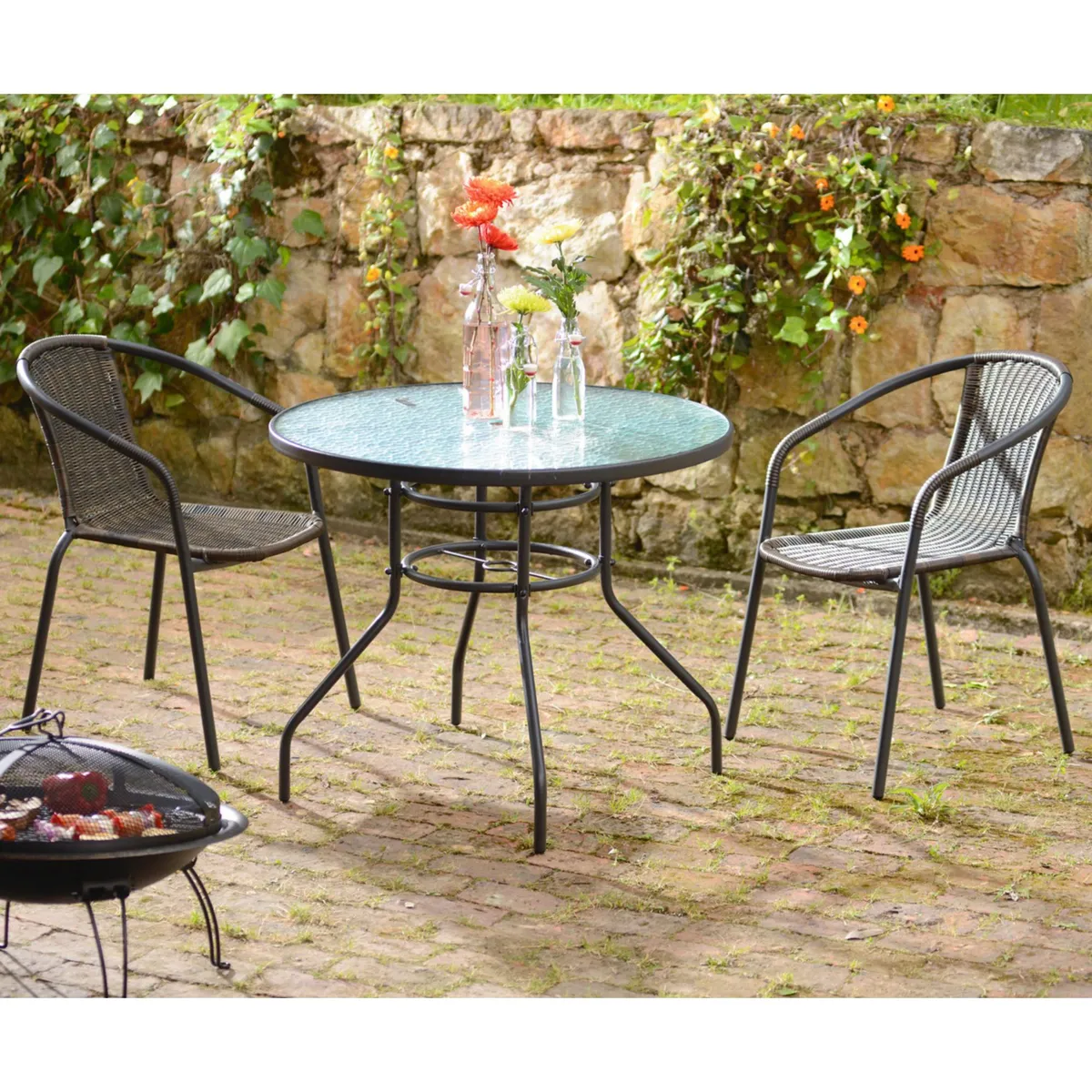 JUST HOME COLLECTION - Silla de Ratán Marrón Apilable