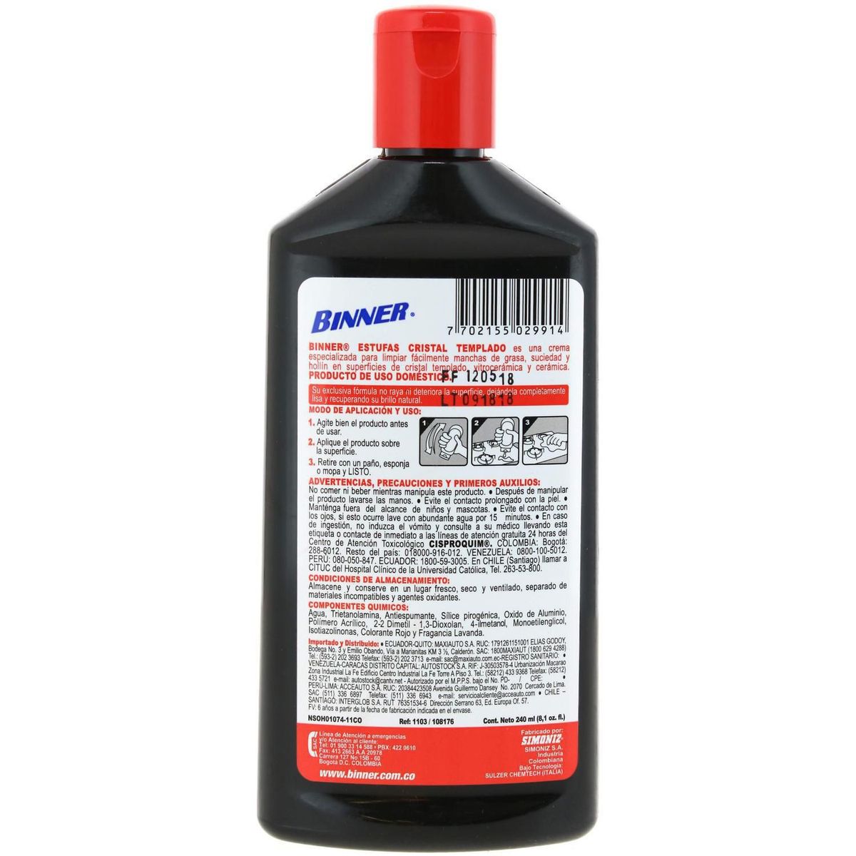 BINNER - Limpiador Vitrocerámica 240 ml.