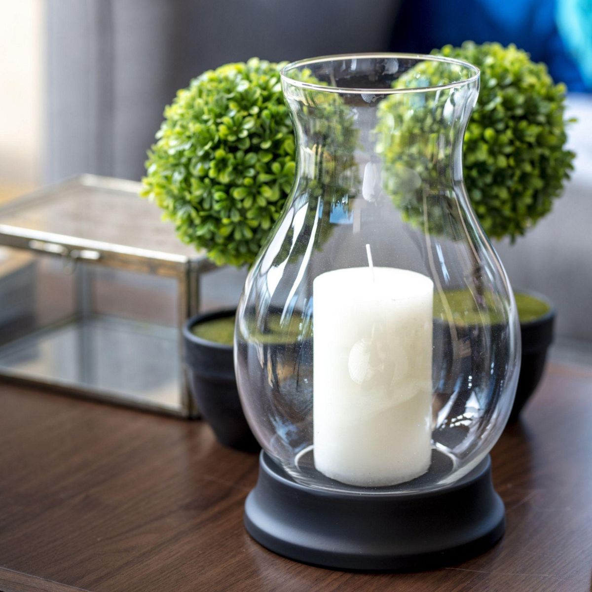 JUST HOME COLLECTION - Portavela Lámpara Baja Neg H28