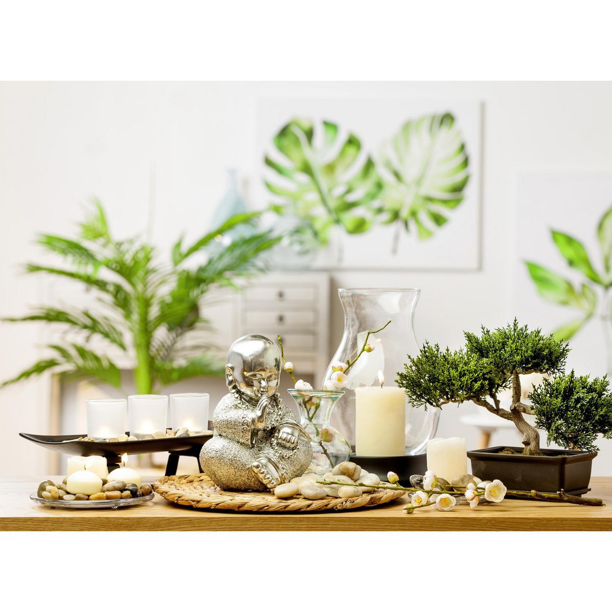 JUST HOME COLLECTION - Portavela Lámpara Baja Neg H28