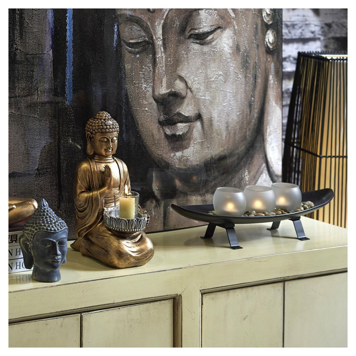 JUST HOME COLLECTION - Bote 3 Ovalado Vela Piedra H12.5