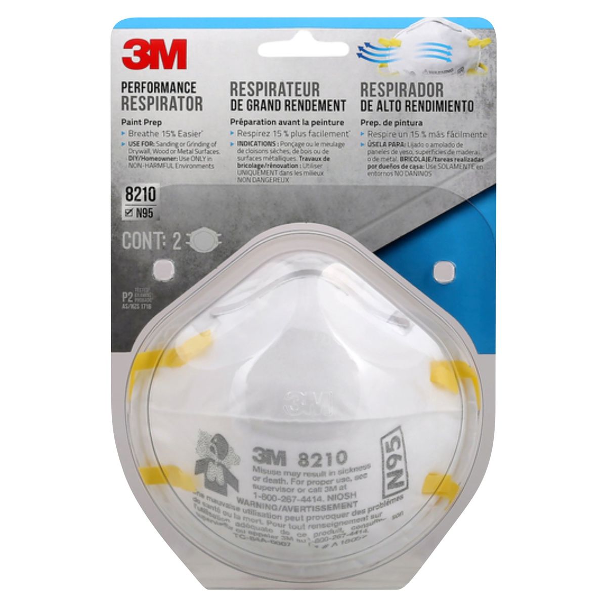 3M - Mascarilla N95 Descartable 8210 3M x 2 unid.