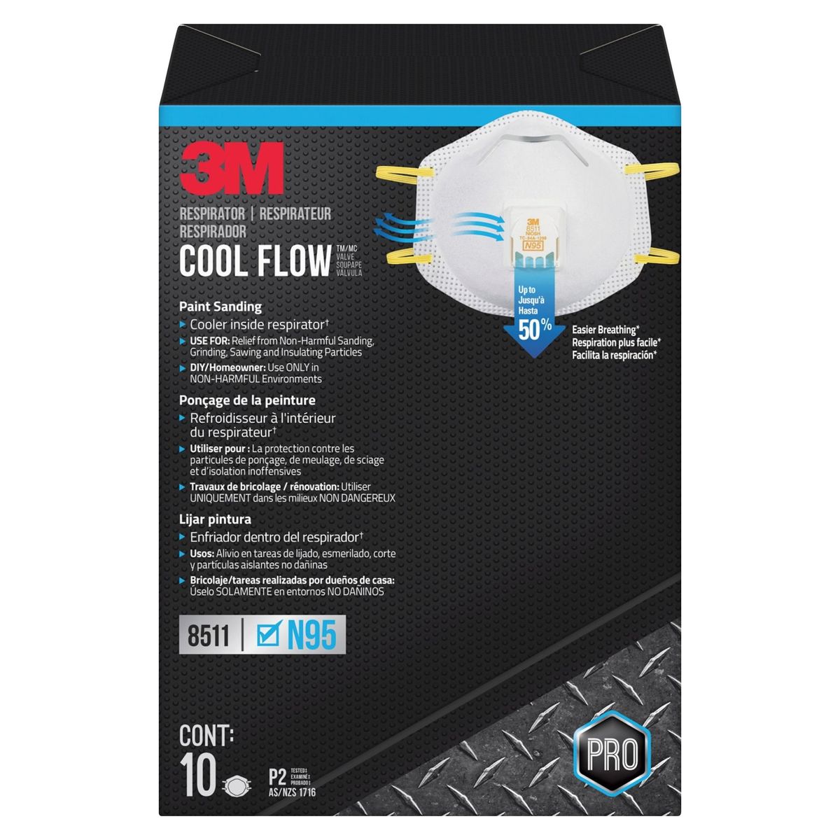 3M - Mascarilla N95 con Válvula Descartable 8511 3M x 10 unid.