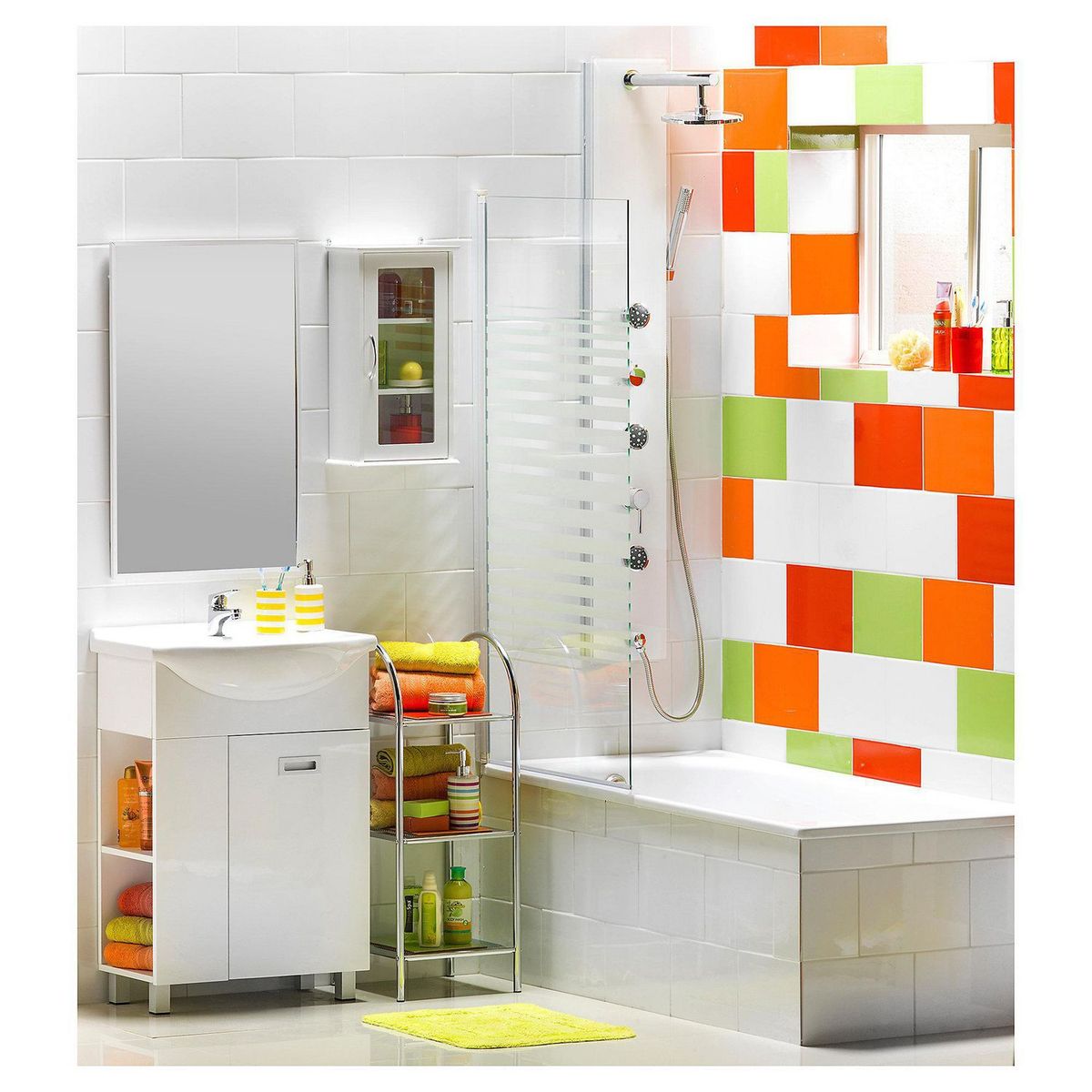 SENSI DACQUA - Columna de Ducha Hidromasaje Vidrio Templado 150x22cm Blanca