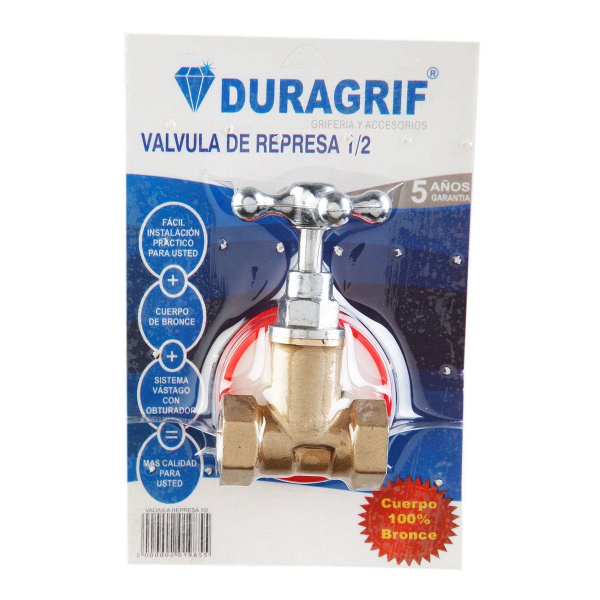 DURAGRIF - Válvula Represa 1/2" Bronce