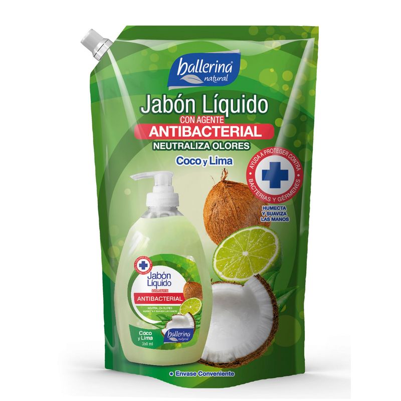 BALLERINA - Doypack Jabón líquido Antibacterial Coco/Lima 900 ml
