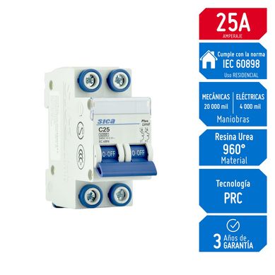 Interruptor Termomagntico 2x25A Sica