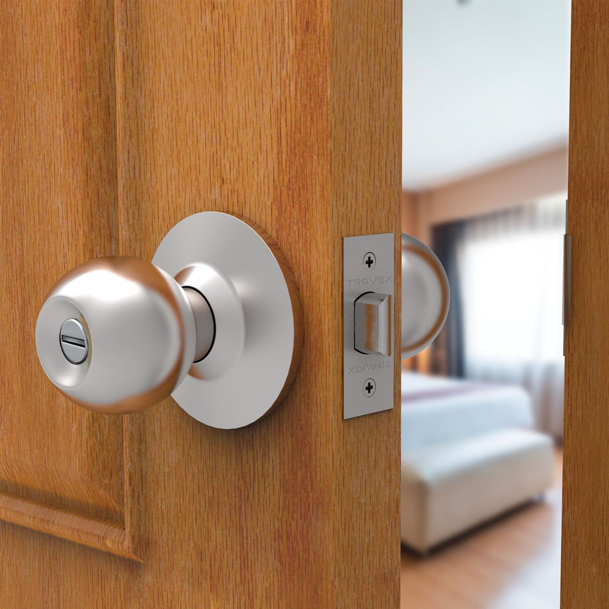 TRAVEX - Cerradura de Pomo Baño Acero