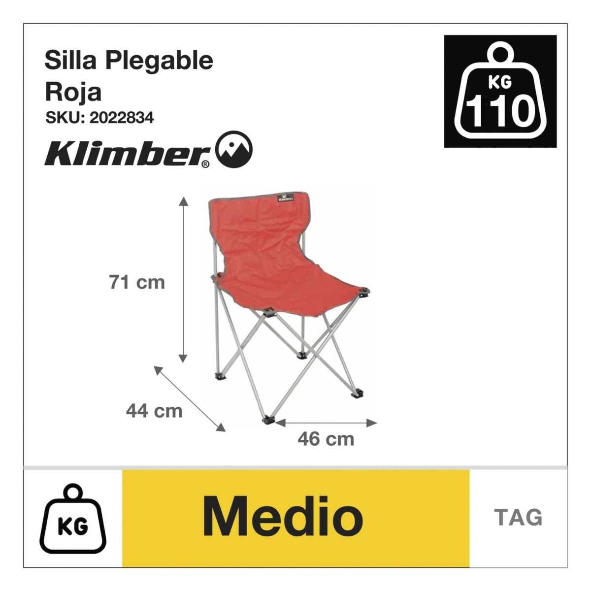 KLIMBER - Silla Plegable Roja Klimber