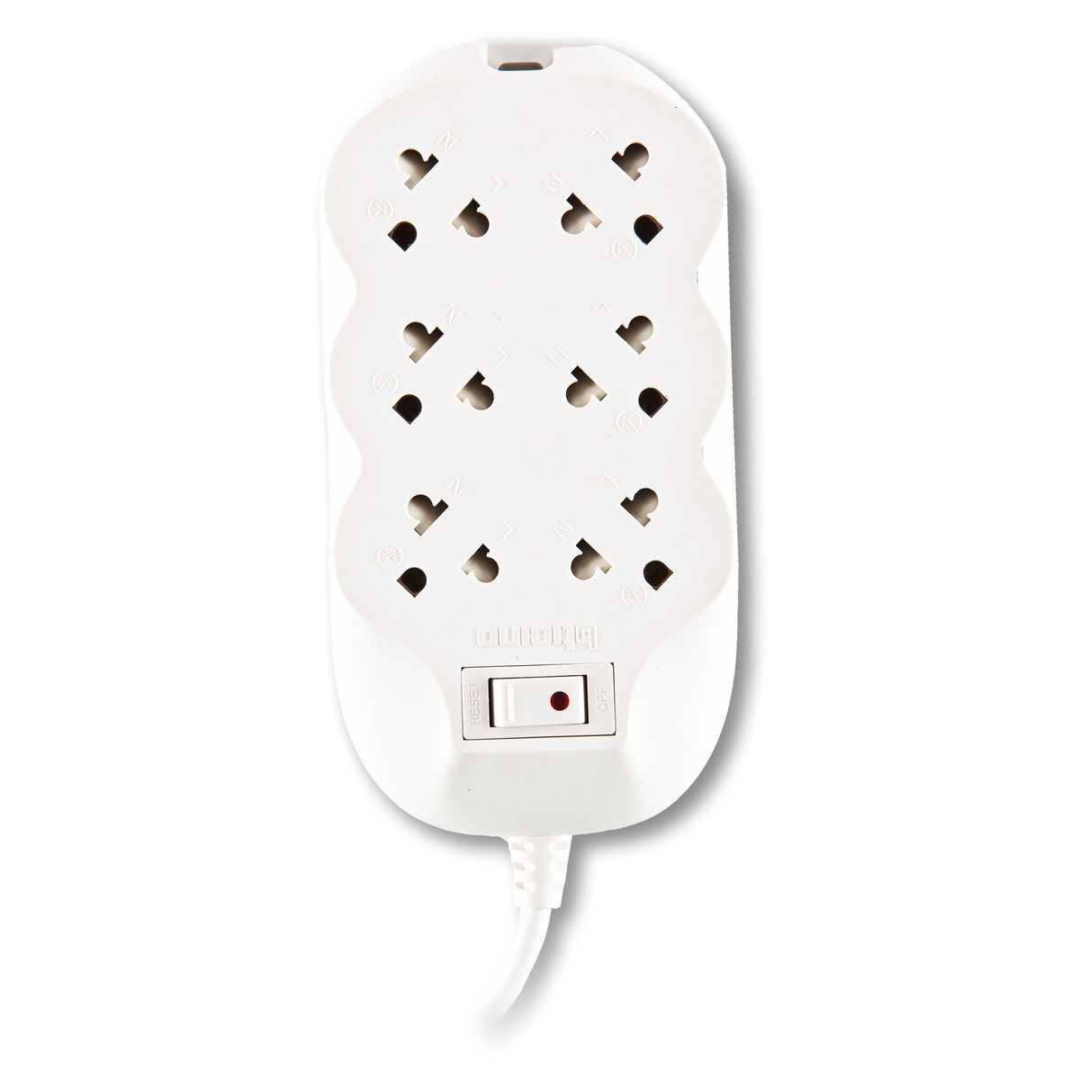 BTICINO - Extensión eléctrica 6 Tomas Universal + Tierra 3 Metros Blanco