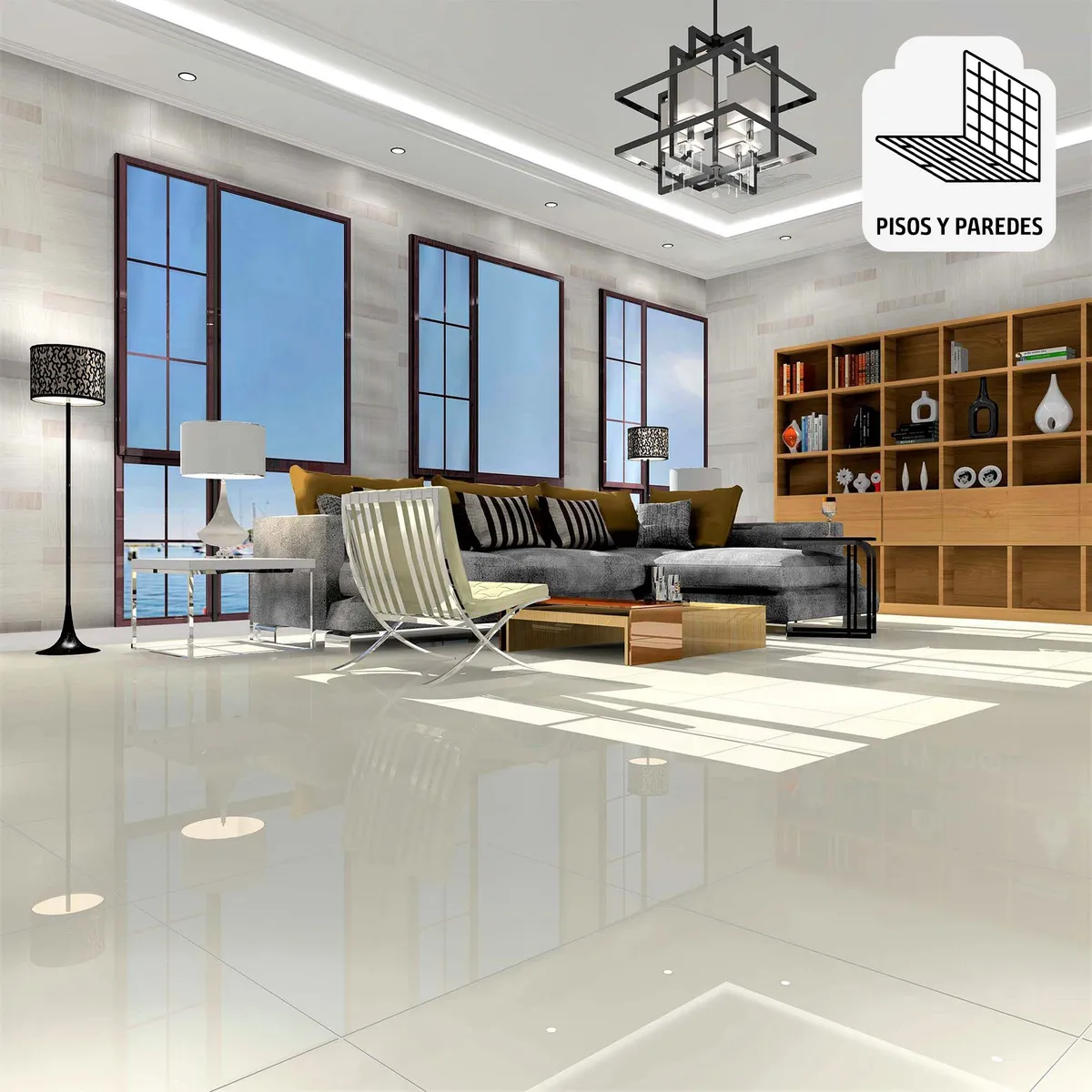 HOLZTEK - Porcelanato Beige 60x60 Lisas/Granilladas Brillante 1.44 m2