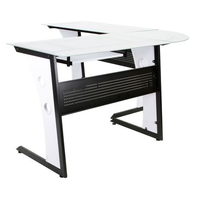 Escritorio en L Blanco de Vidrio Ejecutivo