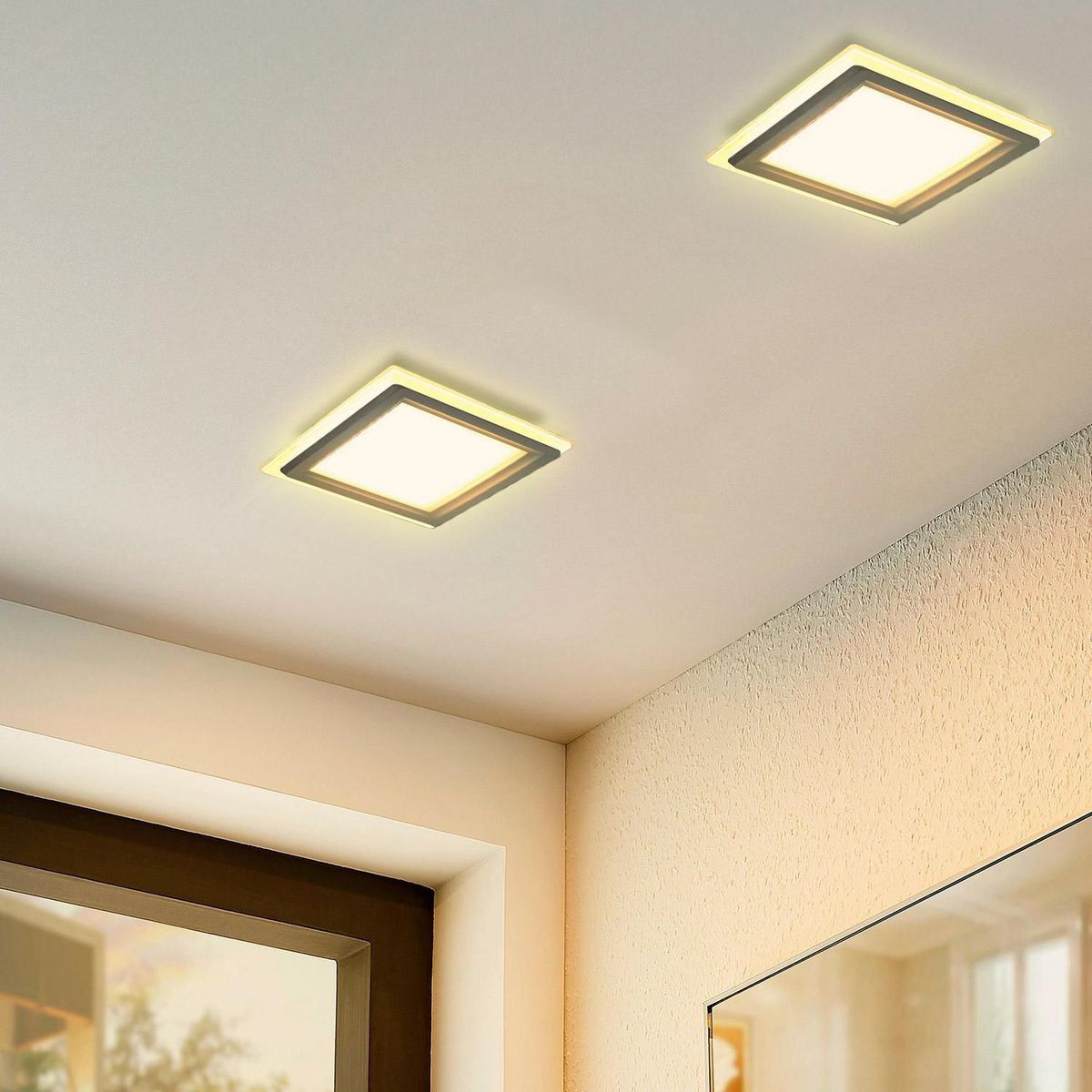 LIGHTECH - Spot LED 6W 10x10cm Cuadrado Borde de Vidrio Luz Cálida