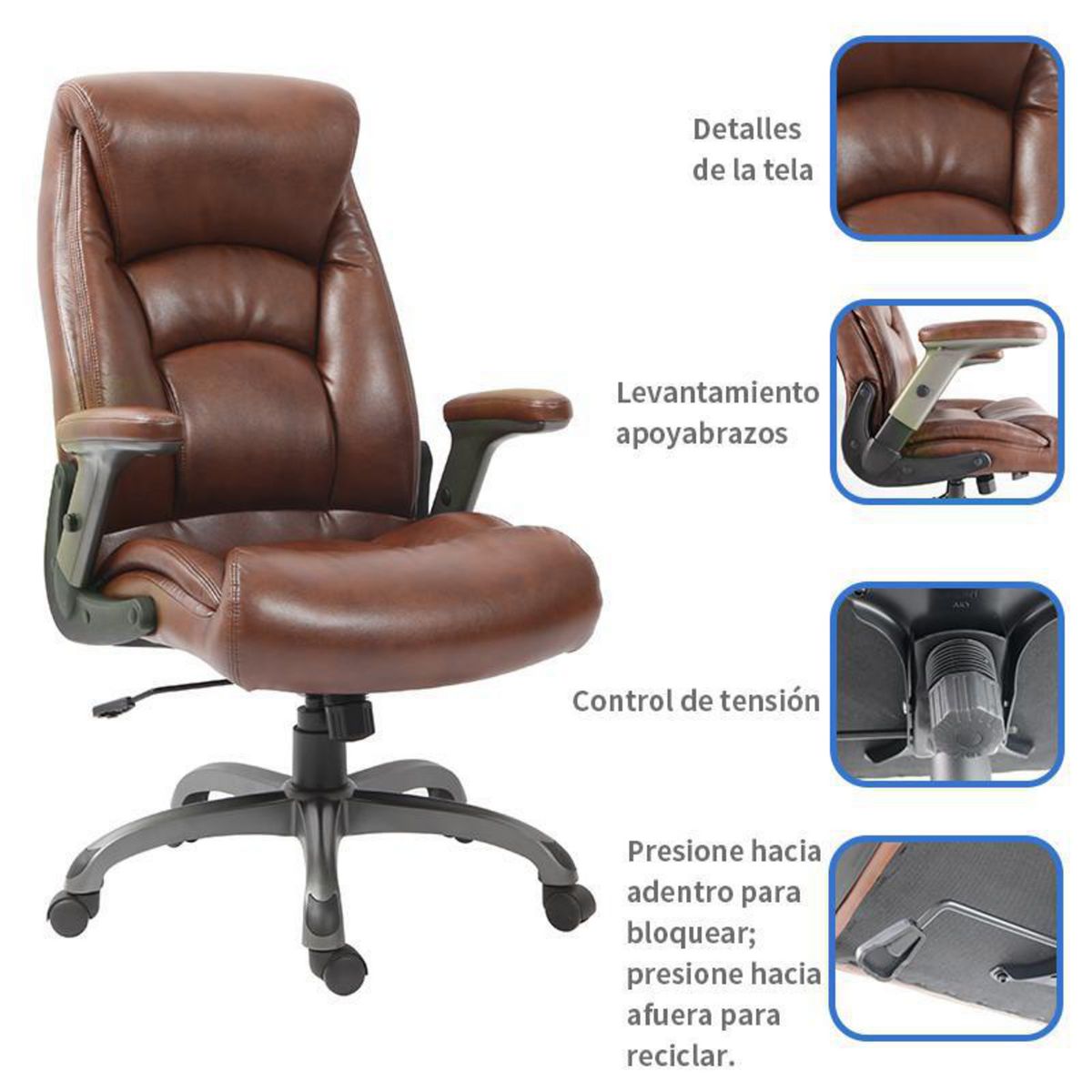 JUST HOME COLLECTION - Silla Ergonómica De Escritorio Toscana