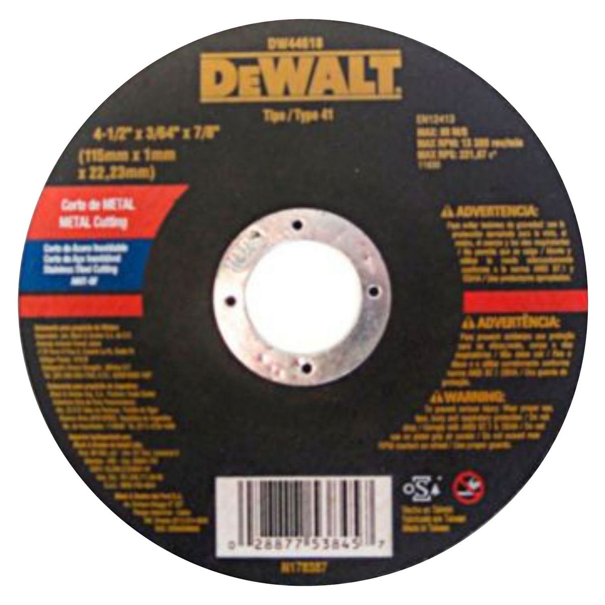 DEWALT - Disco de Corte para acero 4 1/2" x 1.2 mm Dewalt