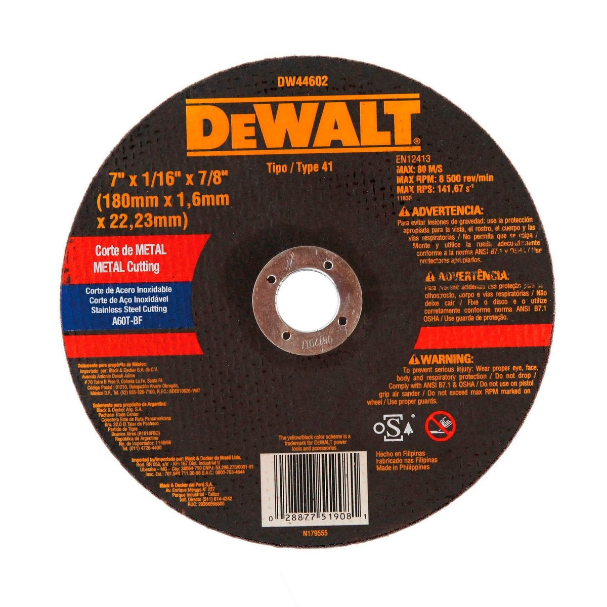 DEWALT - Disco Abrasivo de Corte 7" x 1.6 mm Dewalt.