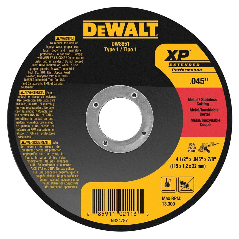 DEWALT - Disco de Corte XP 4 1/2" x 1.2 mm Dewalt