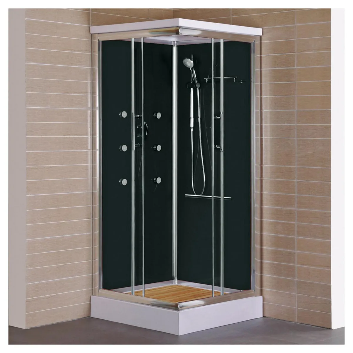 SENSI DACQUA - Cabina de Ducha Cuadrada 90x90x218cm Negra