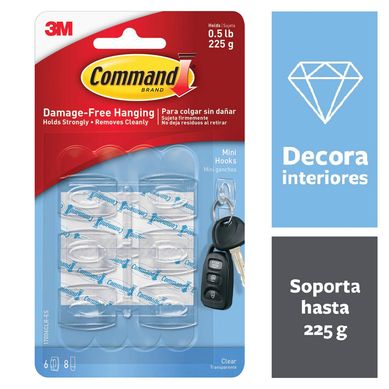 Mini Gancho Command 3M Transparentes x 6 unid