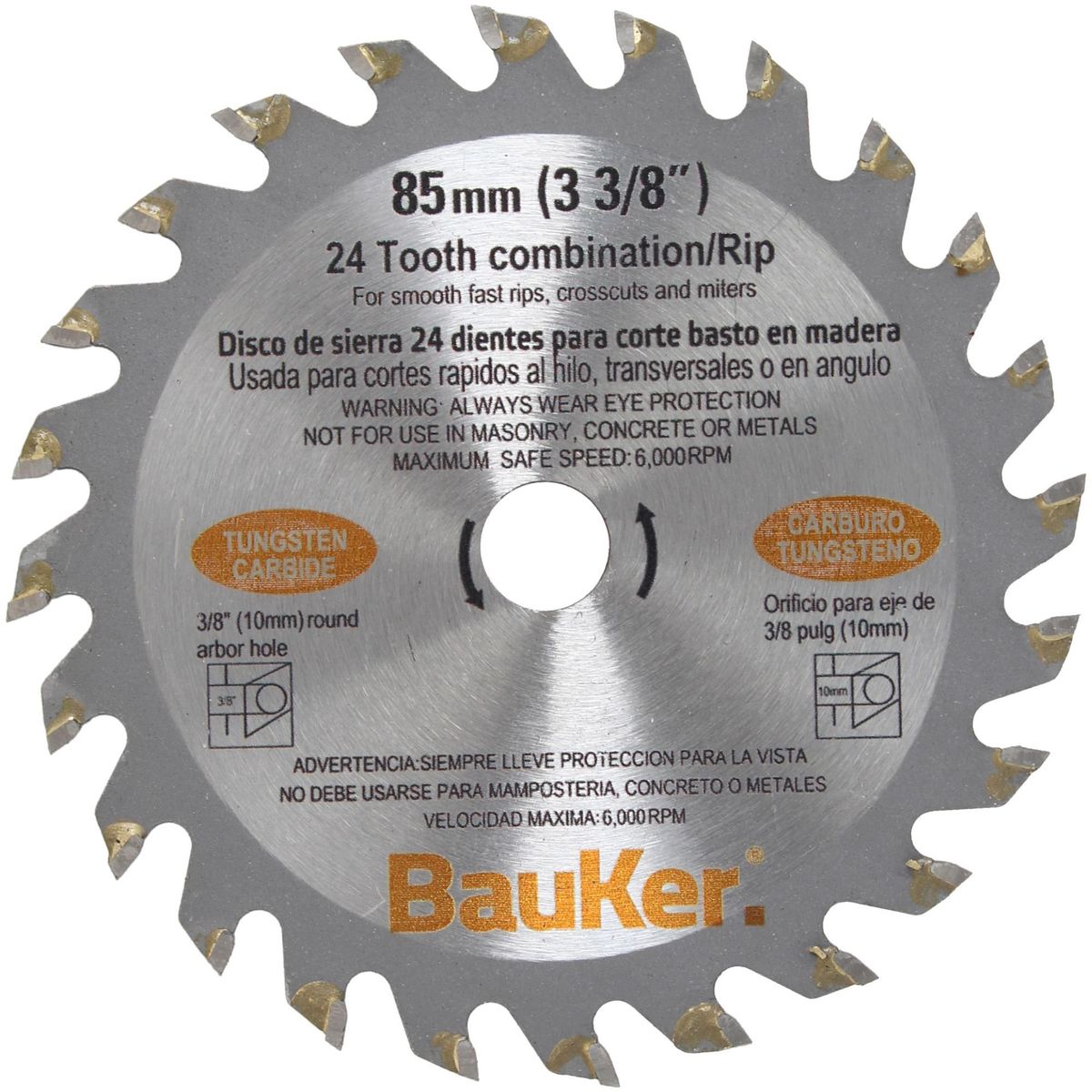 BAUKER - Disco de Corte Madera 3 3/8" Bauker