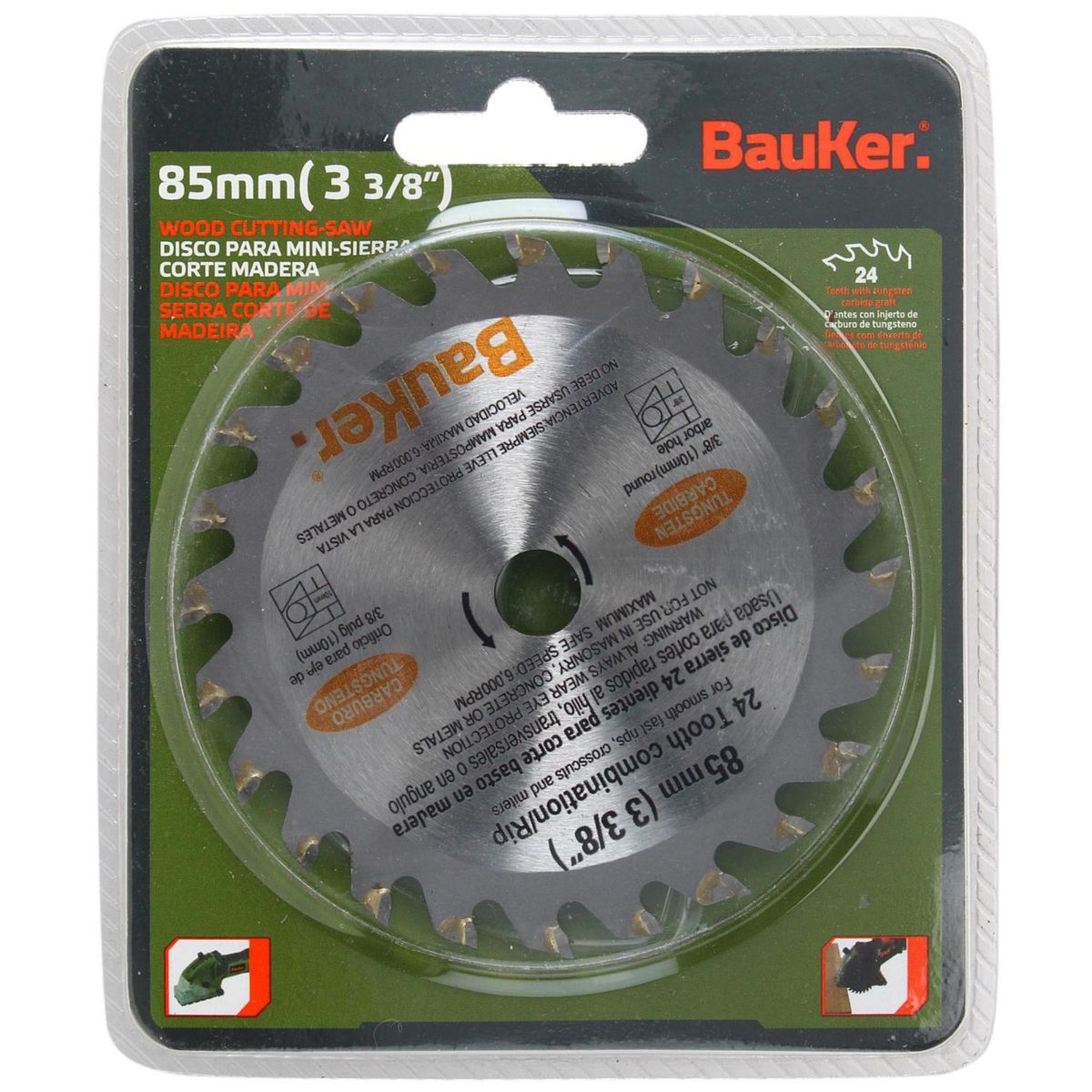 BAUKER - Disco de Corte Madera 3 3/8" Bauker