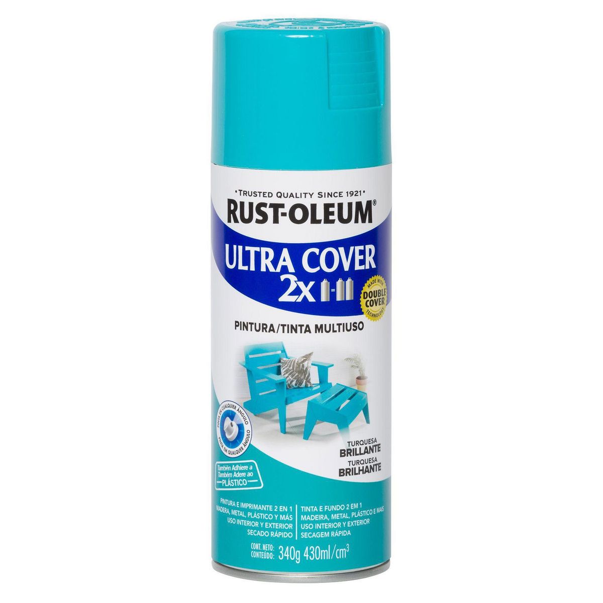 RUST OLEUM - Aerosol Multiusos Ultra Cover 2x Turquesa Brillante 340 Gr