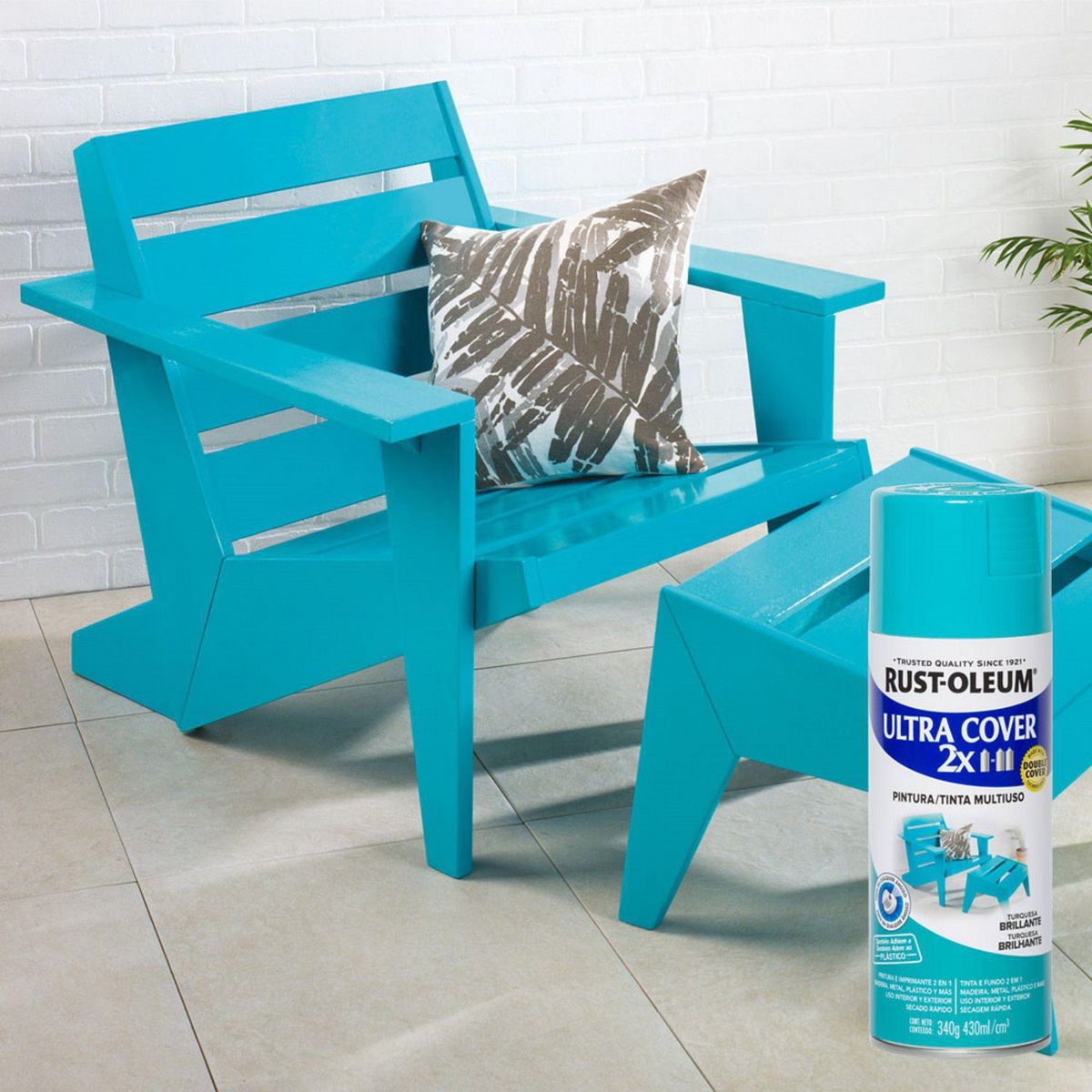 RUST OLEUM - Aerosol Multiusos Ultra Cover 2x Turquesa Brillante 340 Gr