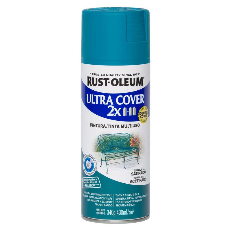 RUST OLEUM - Aerosol Multiusos Ultra Cover 2x Turquesa Satinado 340 Gr