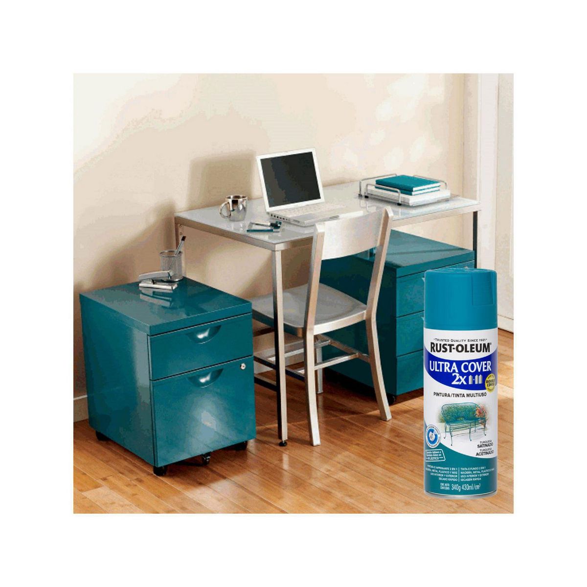 RUST OLEUM - Aerosol Multiusos Ultra Cover 2x Turquesa Satinado 340 Gr