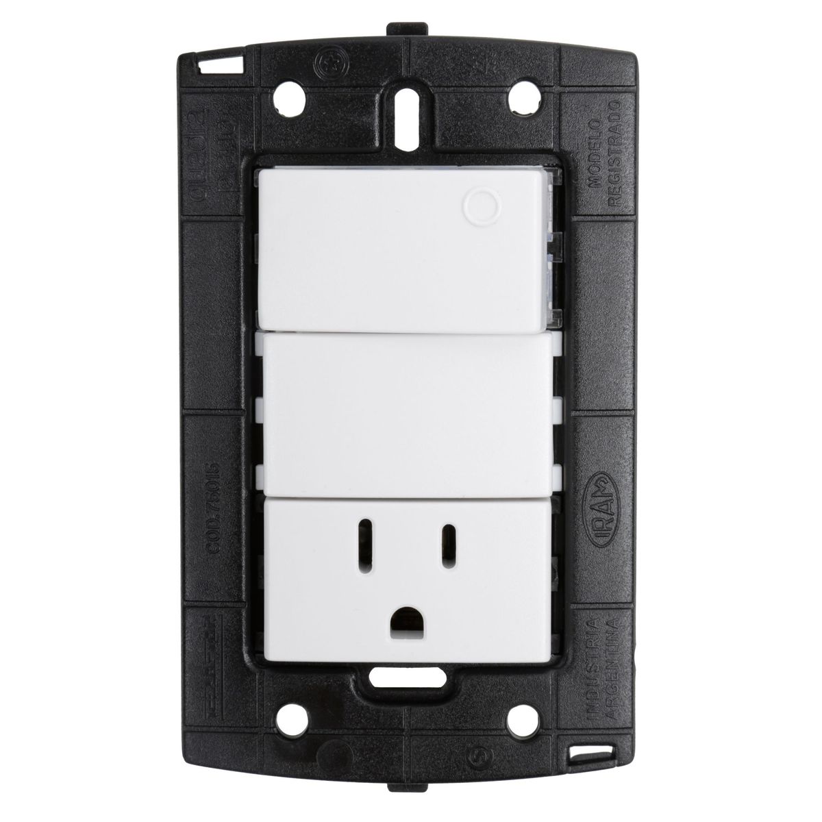 HALUX - Interruptor + Tomacorriente Simple P/T Piano Quadra Blanco