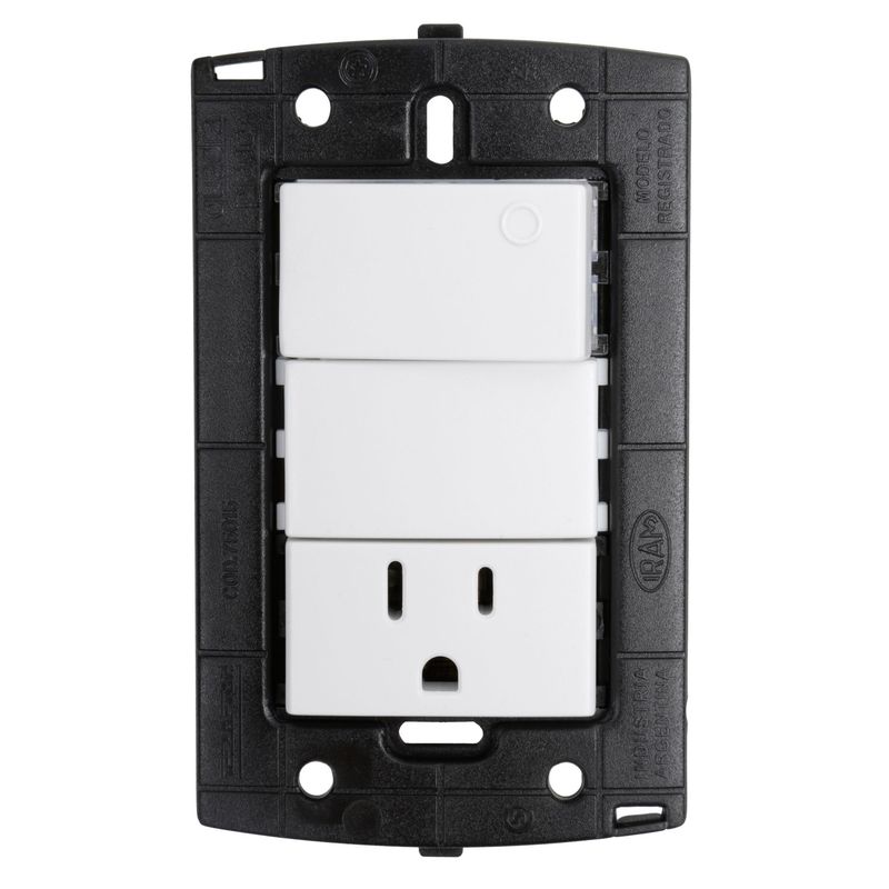 HALUX - Interruptor + Tomacorriente Simple P/T Piano Quadra Blanco