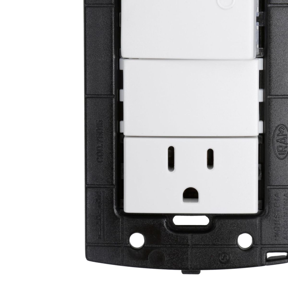 HALUX - Interruptor + Tomacorriente Simple P/T Piano Quadra Blanco