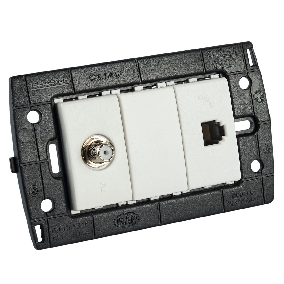 HALUX - Toma Telefonica + Coaxial Piano Quadra Blanco